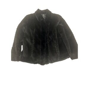 Black Faux Fur Textured Jacket Coat Women's Size M